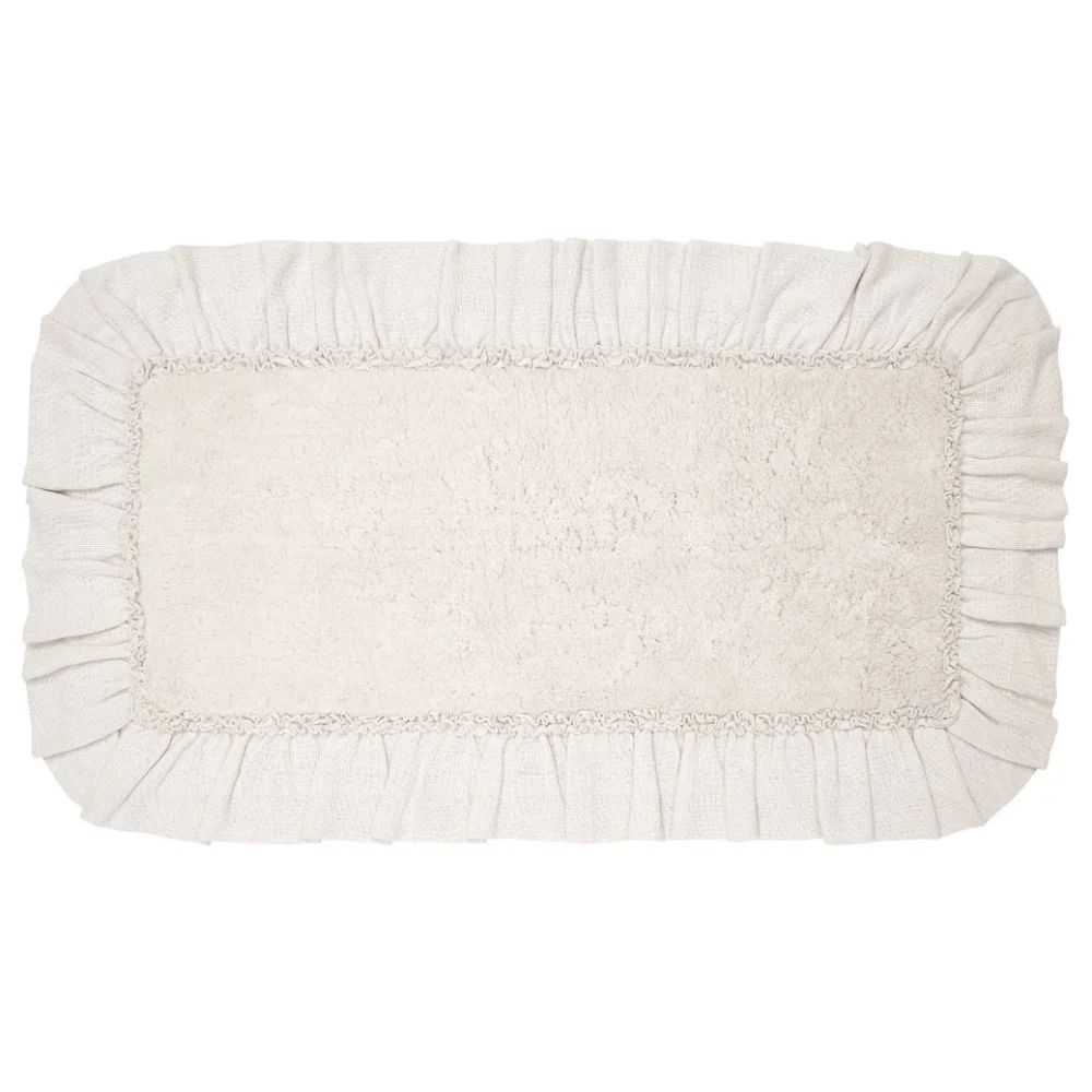 Beautiful Farmhouse/Country/Neutral Burlap Antique White Bath mat 27x48